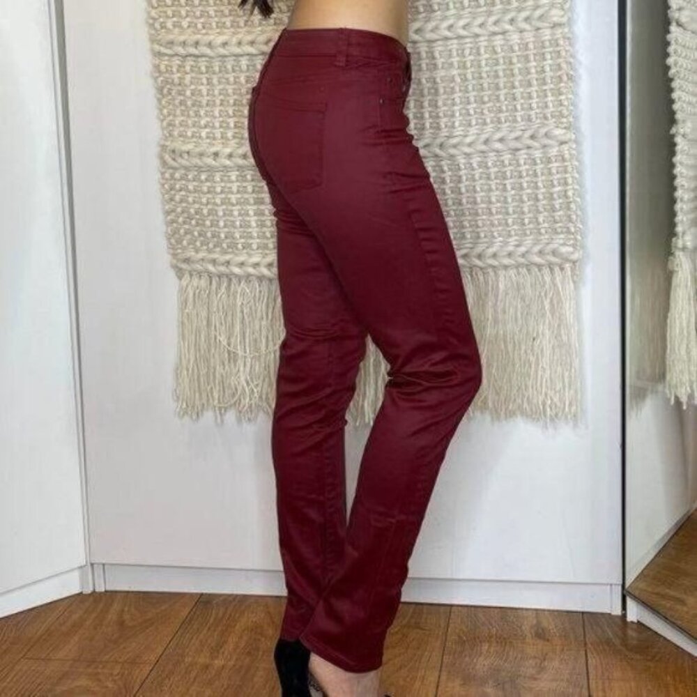 Cielo Jeans Red Faux Leather Skinny Pants Mid Rise Size 5 - Picture 2 of 11